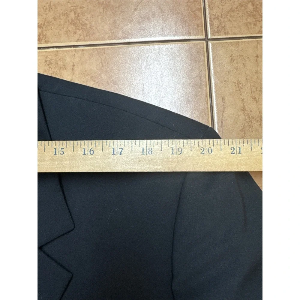 L.L. Bean Men Black Sport Coat Sz 46L Microfiber Suit Blazer Gold Buttons Jacket